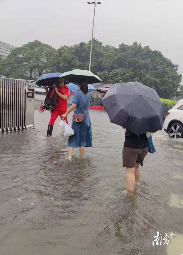 会展中心A口附近出现水浸
