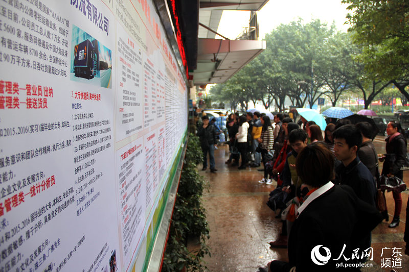 冷雨无阻求职者热情 广州南方人才市场连日 爆