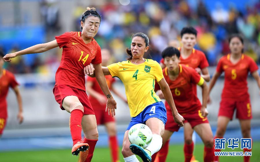 高清组图:里约奥运会女足小组赛 巴西队胜中国