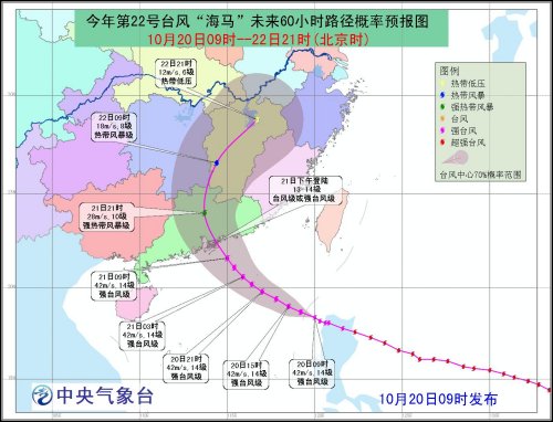 省防总:台风海马21日正面袭击广东 或带来特