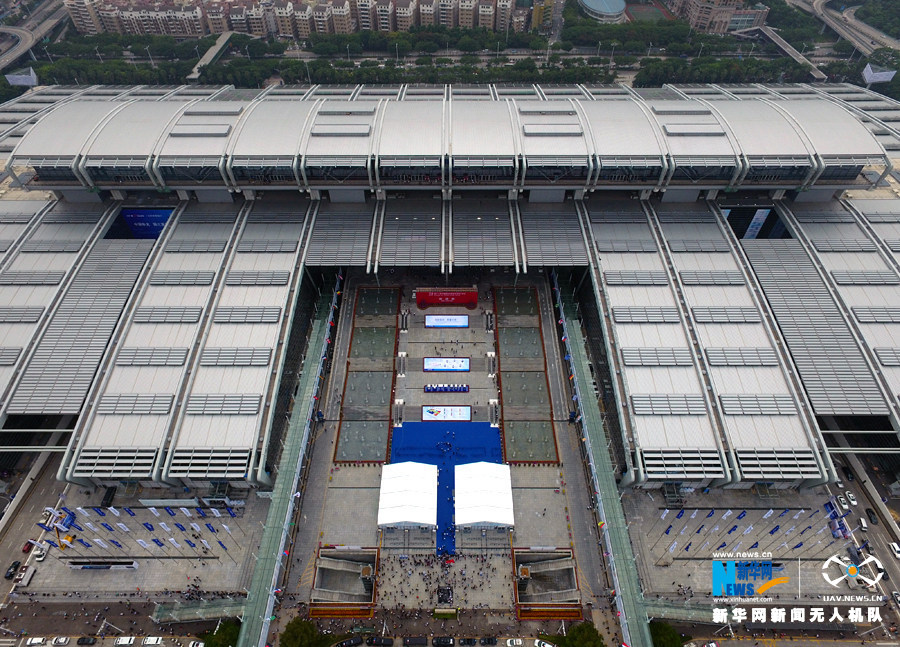 航拍高交会展馆--深圳会展中心