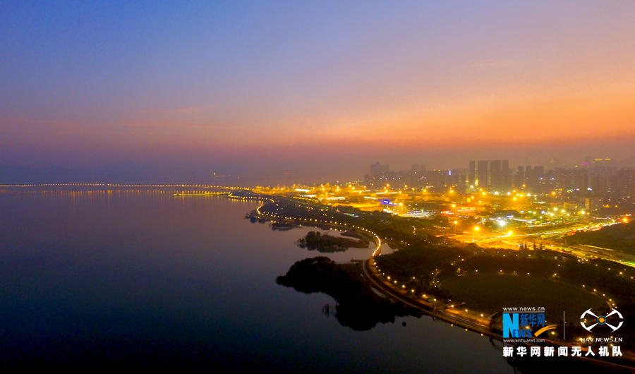 航拍深圳南山生态景观走廊--大沙河