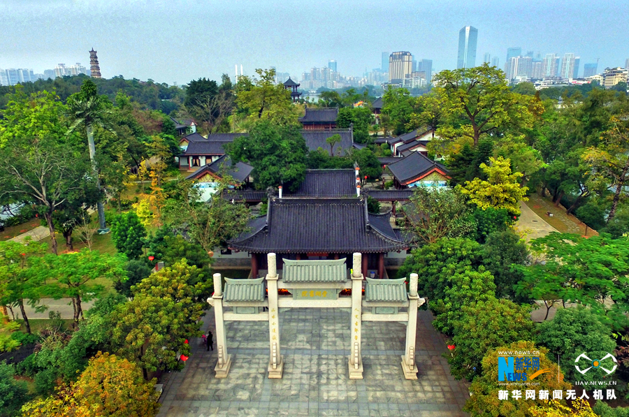 航拍广东惠州园林式文化殿堂丰湖书院