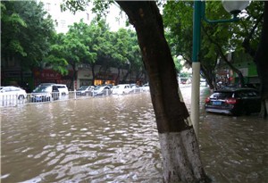 广州局地出现特大暴雨 番禺多处"水浸街"