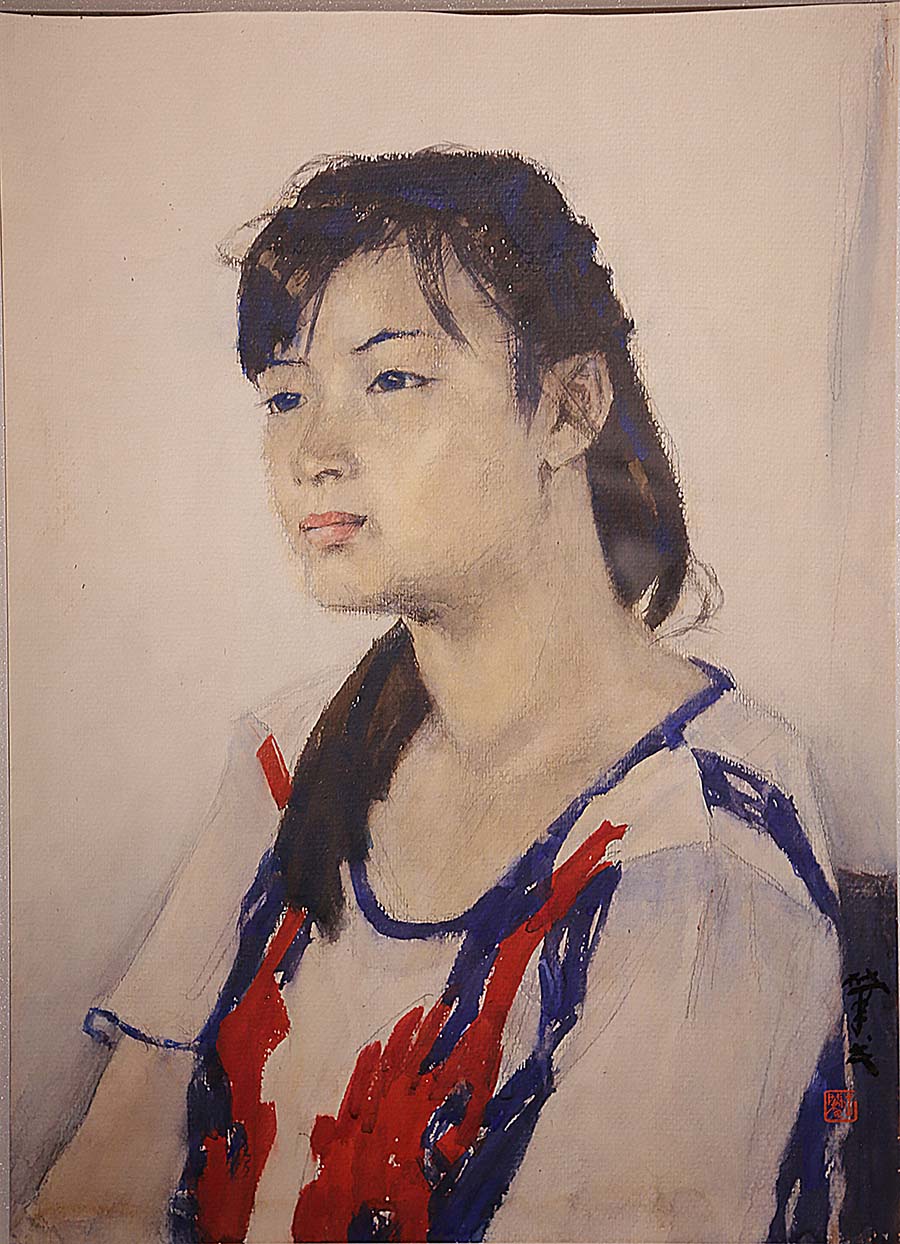 王肇民 《肖像》 1986年 水彩画 广东美术馆藏